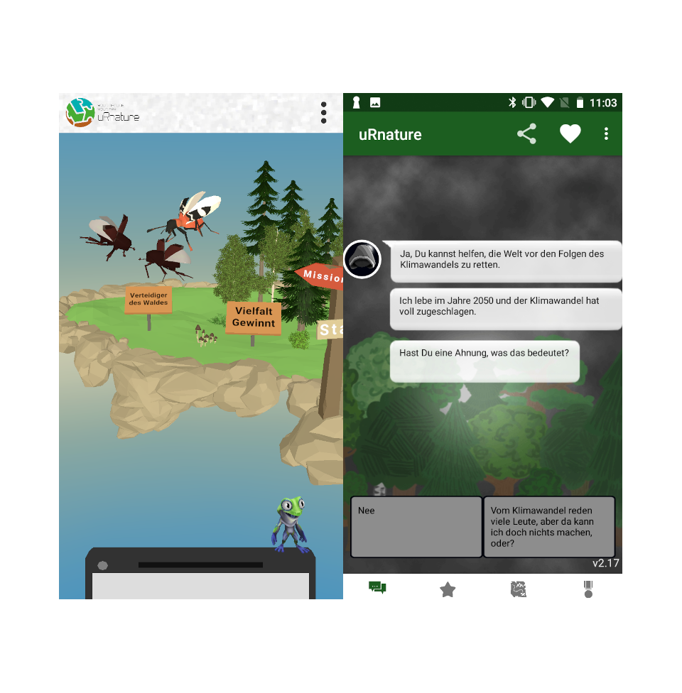 Spielübersicht in der App uRnature